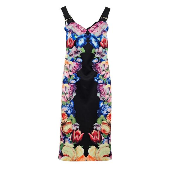 Ted Baker Deony Colorful Floral Bodycon Scuba Midi Dress‎ US 6 Buckle Strap - Picture 6 of 14